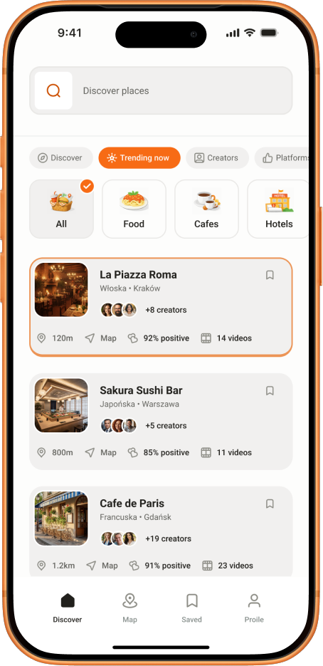myplaces wygląd aplikacji na telefonie